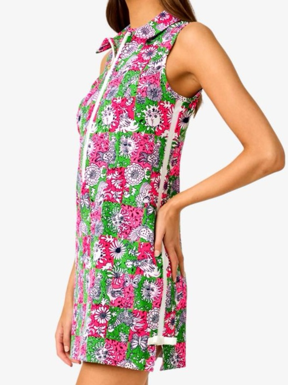NWT Lilly Pulitzer UPF 50+ Luxletic Kathy Bow Golf Dress size 6 in Pink/Green - Picture 3 of 12